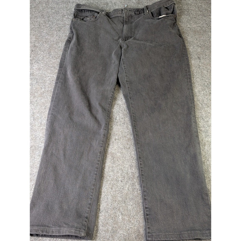 Lands End Square Rigger Mens 42x30 Black Faded Jeans Trad Fit Straight Leg